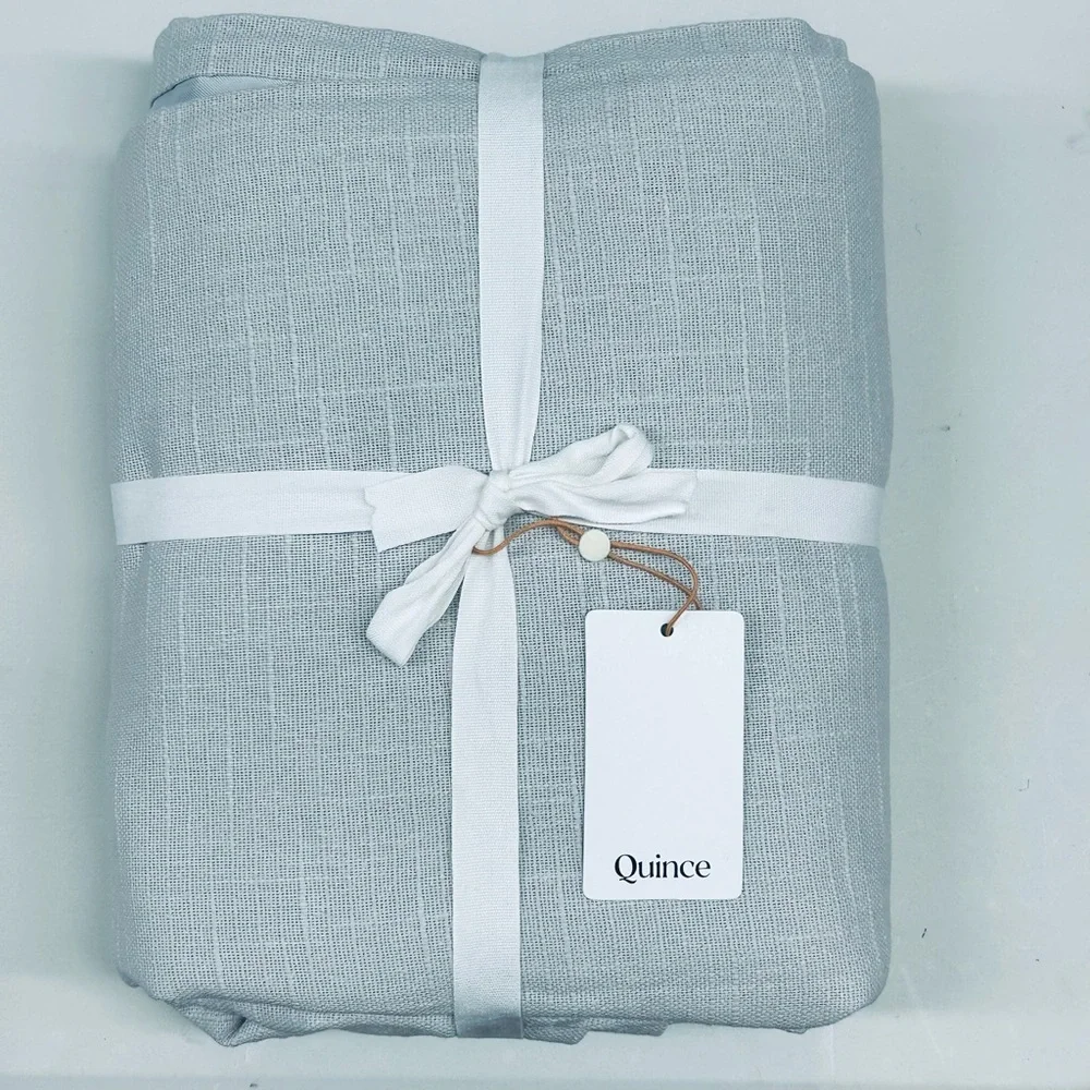 NWT QUINCE Set Of 2 48x84 Cotton Slub Room Darkening Curtains Cloud 6510 - Picture 8 of 12